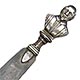 This bookmark is made in England in Birmingham. It has Birmingham hallmarks for 1908. It is a figural of Shakespeare with his signature inscribed on the middle blade.