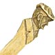 This bookmark was made by an unknown manufacturer. It is ivory or bone and has a hand carved highly detailed side view of a man's head  wearing a cap on top. The date is 1900 - 1910.