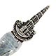 This bookmark was made Holland. It is marked NIO and the symbol of a sword. The top is a figural of a tower and underneath is the word Groningen, a city in the Netherlands. Date is 1920 - 1936.