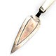 This bookmark was made in the US by Webster Company. It is marked with the manufacturers hallmark. It is in the shape of a trowel with a mother of pearl handle. The date is 1920 - 1930.