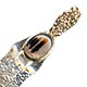 This bookmark was made in the US by an unknown manufacturer. It is marked Sterling on the back and has an unknown mark on the bottom of the middle blade. It is handmade with a hand hammered finish. The top has a brown and white agate stone. The date is 1920 - 1940.
