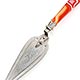 This bookmark was probably made in Scotland. It is in the shape of a trowel with an agate handle. The center blade is inscribed Pikes Peak. The date is 1900 - 1910.