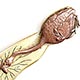 This bookmark was made in Japan of copper and brass. The top clip is a stork eating a fish. The date is 1900 - 1910.