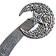  This bookmark was made in the US an unknown manufacturer. It is marked sterling 925 fine. The to blade is a filigree cresent moon with a five pointed star.  The date is 1900 - 1910.  