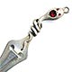  This bookmark was made in the US by an unknown manufacturer. It is marked only sterling on the back. The top is a figural snake with a ruby head and red eyes coiled around the top of the bookmark. The date is 1900 - 1910.   