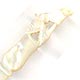  This bookmark is a French Palais Royal mother-of-pearl  hand carved figural poodle sitting up on a pair of leaves. The date is 1880 - 1900.   