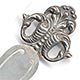  This bookmark was made in the US by an unknown manufacturer. It is marked sterling on the back and has an art nouveau design on the top. The date is 1890 - 1910.   