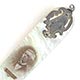  This bookmark was made in the US by an unknown manufacturer. It is made of mother-of-pearl and silver and had a red silk tassel on top. There is a photo of Oliver Wendell Holmes, Sr. on the blade. It was most likely used as a letter opener as well. 