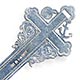  This bookmark was made in Sweden by a manufacturer whose hallmark is ALM. It is marked with Swedish hallmarks that include the state mark, city mark and the date mark. It is in the shape of a cross with symbols for faith, hope and charity. The date is 1937.   