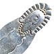  This bookmark was made in Sweden by the manufacturer whose hallmark is SP. It is marked with the state marks for Sweden, the city mark for Norrkoping, and the date mark for 1924. The top has a sort of bell shaped flower. 
