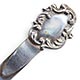  This bookmark was made in the US by an unknown manufacturer. It is marked with a worn hallmark, Sterling and 451. The top is an art nouveau shield.  The date is 1900 - 1910. 