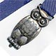  This bookmark was made in Norway or Denmark. It is marked 925S and has an unidentified hallmark. It is a figural owl with a blue ribbon.   