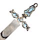 This bookmark is made in the US by an unknown manufacturer. It is marked sterling on the back and is in the shape of a fancy cross with light blue enamel. The date is 1900 - 1910.
